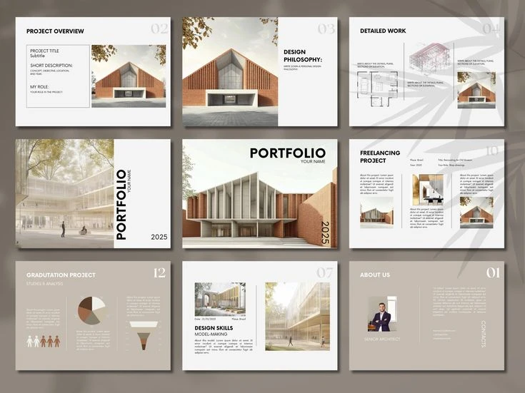 Architecture portfolio template project process page example